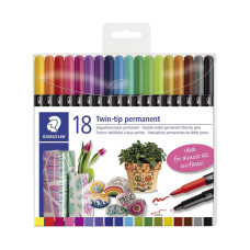 STAEDTLER 3187 PENNARELLO PERMANENTE DOPPIA PUNTA 18 COLORI ASSORTITI