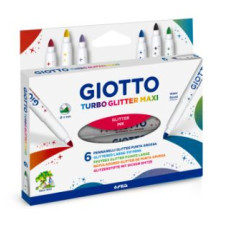 GIOTTO TURBOMAXI GLITTER SCATOLA 6 PENNARELLI COLORI ASSORTITI