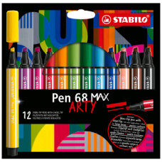 PEN 68 MAX PUNTA SCALPELLO ASTUCCIO ARTY 12 COLORI