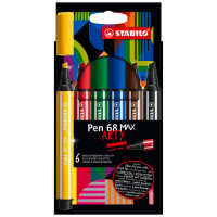Pen 68 max punta scalpello astuccio arty 6 colori