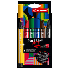 PEN 68 MAX PUNTA SCALPELLO ASTUCCIO ARTY 6 COLORI