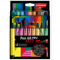 Stabilo pen 68 max punta scalpello arty 18 colori - pennarello a punta larga e resistente