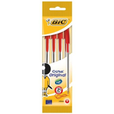 BIC CRISTAL PENNA A SFERA BLISTER 4 PENNE ROSSO