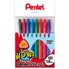 PENTEL WOW BK440 PENNA SFERA TASCHINA 8 COLORI ASSORTITI