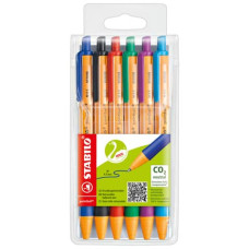 STABILO POINTBALL PENNA SFERA SCATTO PLASTICA RICICLATA ASTUCCIO 6 COLORI ASSORTITI