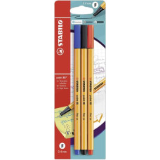 STABILO POINT 88 FINELINER BLISTER 3 PENNE NERO BLU E ROSSO