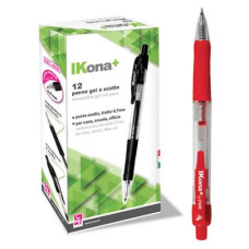 IKONA PENNA IN GEL SCATTO CONFEZIONE 12 PENNE ROSSO