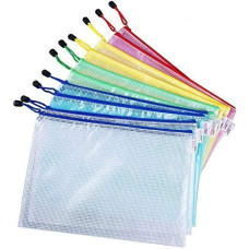 BUSTE IN RETE CON CERNIERA -A7- CONFEZIONE 10 BUSTE COLORI ASSORTITI