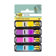 3M 683/4AB POST-IT INDEX COLORI VIVACI GIALLO, VIOLA, ROSA, TURCHESE.