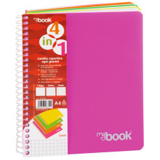 MAXI QUADERNO SPIRALE 4 IN 1 CON FORI A4 100FF 80 GR QUADRETTO A RIGHE