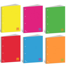 ONE COLOR FLUO MAXI QUADERNO A SPIRALE 4 FOR RIGHE 80GR 60FF CF.5 PZ