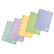 ONE COLOR QUADERNO A SPIRALE  PICCOLO 15X21 COPERTINA  PPL PASTELLO CON FORI RIGHE