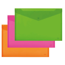 LEBEZ BUSTE CON BOTTONE IN PP A4 - CONF. 3 PZ - COLORI FLUO