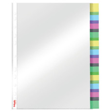 BUSTA INDEX A PERFORAZIONE UNIVERSALE - 12 TASTI COLORATI - F.TO A4 - LUCIDO