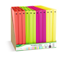 Espositore 12 raccoglitori a4 – 4 anelli ø30 mm neon in pp