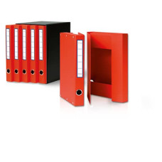 GRUPPO DI SEI CARTELLE AD ANELLI EURO-CART - FORMATO 26X34 CM ROSSO