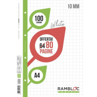Rambloc fogli forati per cartellina ad anelli quadretto -10m- a4 100 gr