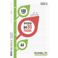 Rambloc fogli forati per cartellina ad anelli quadretto -q-uadretto -q- - a4 - 100 gr.