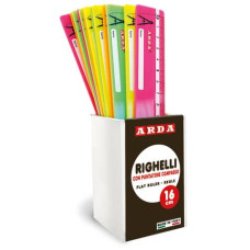 RIGHELLI CON PUNTATORE PER COMPASSO ARDA IN BARATTOLO DA 24 COLORI FLUO