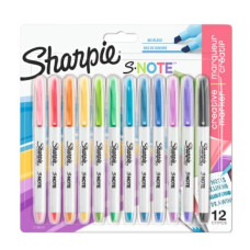 PENNARELLI CREATIVI SHARPIE S-NOTE PUNTA SCALPELLO FLESSIBILE CONF. 12 COLORI