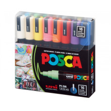 UNI POSCA PC-5M PENNARELLO A VERNICE PUNTA MEDIA SET DA 16 COLORI ASSORTITI