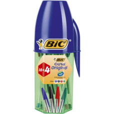 BIC CRISTAL PENNA A SFERA ASTUCCIO PORTAPENNE DA 20 PEZZI COLORI ASSORTITI