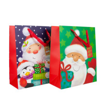 SHOPPER NATALIZIA 32X26X12 CM BABBO NATALE CON DETTAGLI ORO E CARTELLINO -