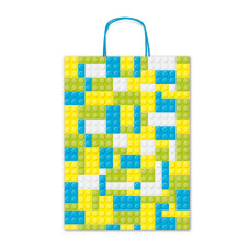 BORSA SHOPPER ALLEGRA MATTONCINI 16X8X21 CM AZZURRO/VERDE  - CONF. 25 PZ
