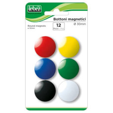 BOTTONI MAGNETICI LEBEZ Ø 40 MM  CONF. 12 PEZZI COLORI ASSORTITI