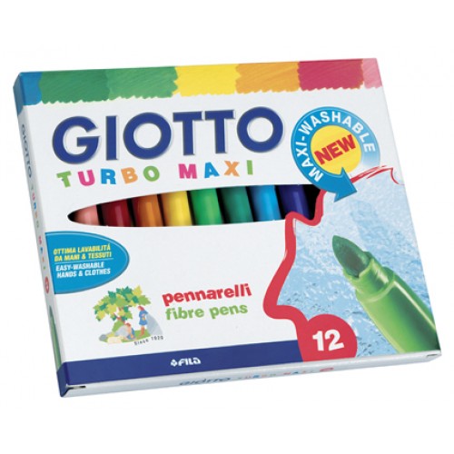 Pennarelli Giotto Turbo Maxi - Punta Grossa 5mm, Confezione Da 12 Nero, Ideali Per Bambini - Foto 9