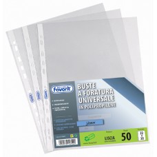 FAVORIT BUSTA FORATURA UNIVERSALE ANTIRIFLESSO IN PP CONF. 50 BUSTE 22X30