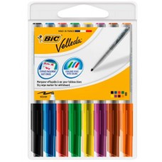 BIC VELLEDA PENNARELLO PER LAVAGNE PUNTA TONDA ASTUCCIO 8 COLORI