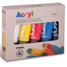 PRIMO  COLORE A TEMPERA ACRILICO COLORI ASSORTITI CF.5 TUBETTI 75ML