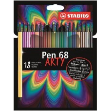 PEN 68 ARTY PENNARELLO IN FIBRA ASTUCCIO IN CARTONE 18 COLORI