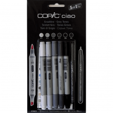 COPIC CIAO PENNARELLO SUPER BRUSH E MEDIUM BROAD SET TONI DI GRIGIO
