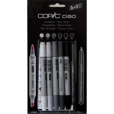 COPIC CIAO PANTONE PENNARELLO SUPER BRUSH E MEDIUM BROAD SET TONI DI GRIGIO