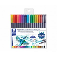 STAEDTLER DOUBLE  MARSGRAPHIC PENNARELLI  ACQUERELLABILI DOPPIA PUNTA  BRUSH PEN COLORI ASSORTITI  CONF. 18 PZ