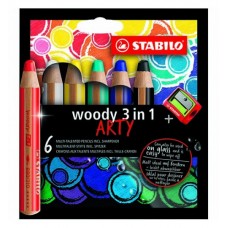 STABILO WOODY ARTY 880 SCATOLA 6 
COLORI ASS. CON TEMPERINO