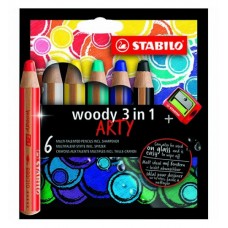 STABILO WOODY ARTY 880 SCATOLA 6 COLORI ASS. CON TEMPERINO