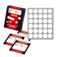 MARKIN ETICHETTE ADESIVE PERMANENTI  CONFEZIONE 10 BUSTE F.TO 152.5*125MM. DIAM.27MM DA 10 FOGLI