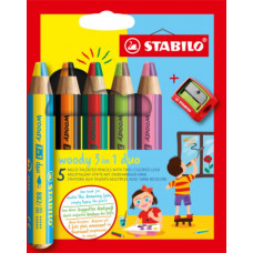 STABILO WOODY DUO WALLET 5 PASTELLI   TEMPERINO