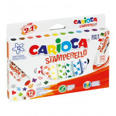 CARIOCA PENNARELLI STEMPERELLO DOPPIA PUNTA CON STAMPINI - CONFEZIONE 12 COLORI