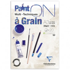 CLAIREFONTAINE PAINT'ON A GRAIN A3 20FF. -250GR. BIANCO GRANA FINE/RUVIDA-CF.2 BL.