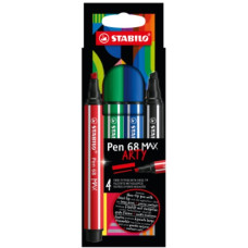  STABILO PEN 68 MAX PUNTA SCALPELLO CONF. 4 PENNARELLI 4 COLORI