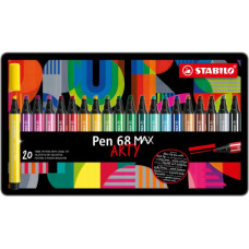  STABILO PEN 68 MAX PUNTA SCALPELLO ARTY 20 COLORI