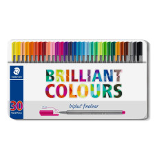 STAEDTLER TRIPLUS FINELINER CF.30 COLORI BRILLANTI ASSORTITI SCATOLA IN METALLO