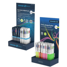 CONFEZIONE PROMOZIONALE SCHNEIDER TAKE 4 – PENNE A SFERA 4 COLORI (72 PEZZI   2 ESPOSITORI)