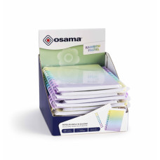 ESPOSITORE 12 BLOCCHI QUADERNO RAINBOW PASTEL CON ANELLI IN SILICONE – 120 FOGLI, ECO-FRIENDLY