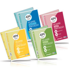 RICAMBI RINFORZATI COLORATI BLASETTI PER QUADERNI AD ANELLI A4 80 G/M² - 40 FF - QUADRETTI 4 MM GIALLO