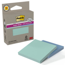 POST-IT® SUPER STICKY IN CARTA RICICLATA 76X76 MM - MENTA E BLU- CONF. 2 BLOCCH/70 FF